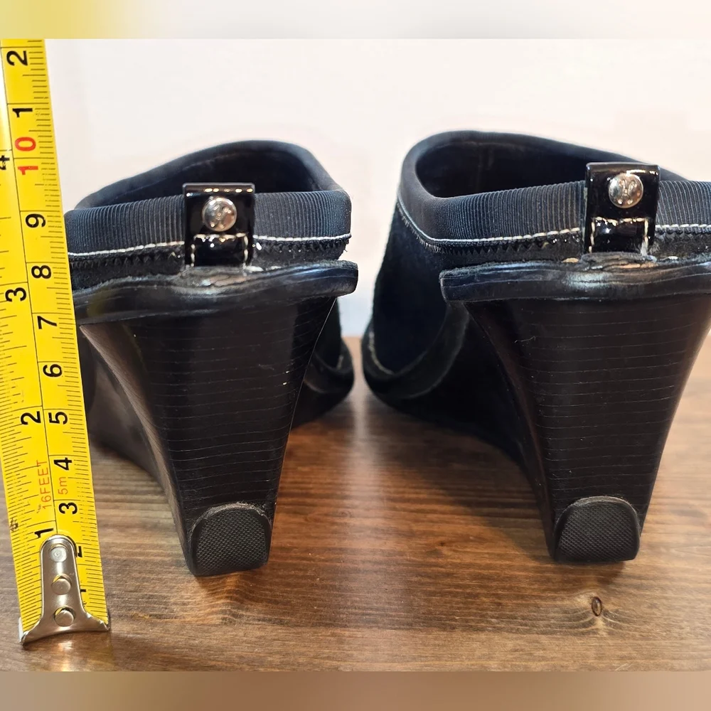 Cole Haan Jaynie Black Suede Wedge Mules Women's Size 6.5B